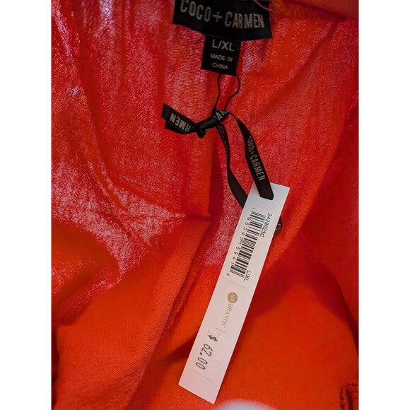 Coco + Carmen Womens Audrey Tiered Ruffle Pants L XL Wide Leg Flared 100% Cotton - Picture 12 of 13